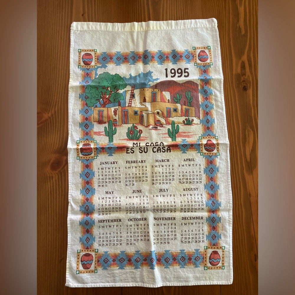 1995 calendar tea towel